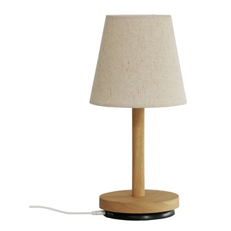 Bezprzewodowa lampka stołowa drewniana - stacja ładowania 02